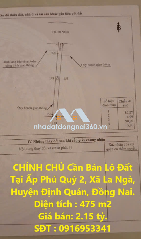 CHÍNH CHỦ Cần Bán Lô Đất Tại Ấp Phú Quý 2, Xã La Ngà, Huyện Định Quán, Đồng Nai.