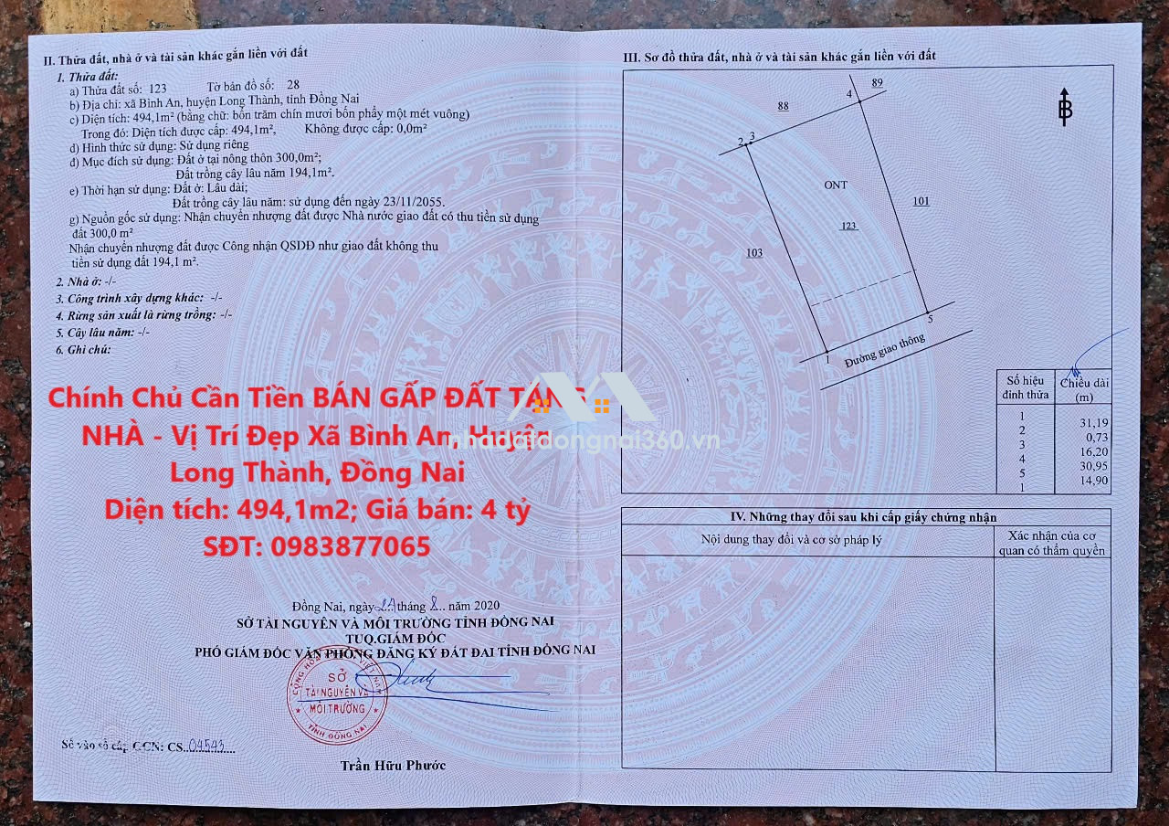 Chính Chủ Cần Tiền BÁN GẤP ĐẤT TẶNG NHÀ - Vị Trí Đẹp Xã Bình An, Huyện Long Thành, Đồng Nai