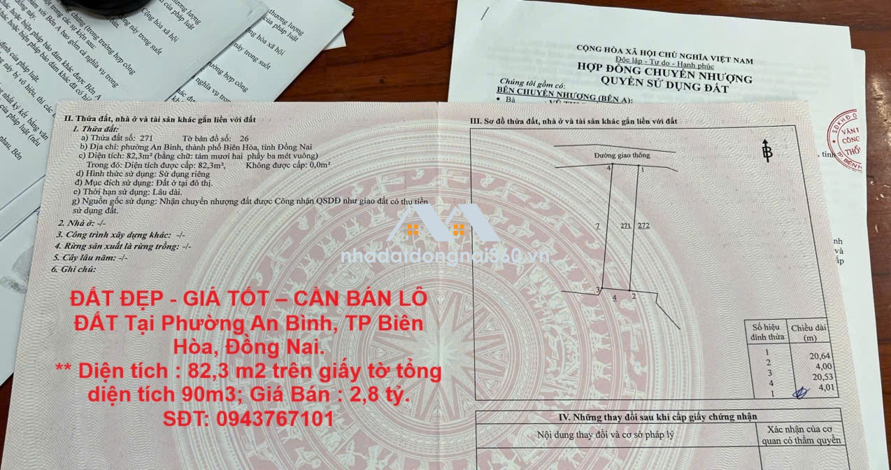 ĐẤT ĐẸP - GIÁ TỐT – CẦN BÁN LÔ ĐẤT Tại Phường An Bình, TP Biên Hòa, Đồng Nai.