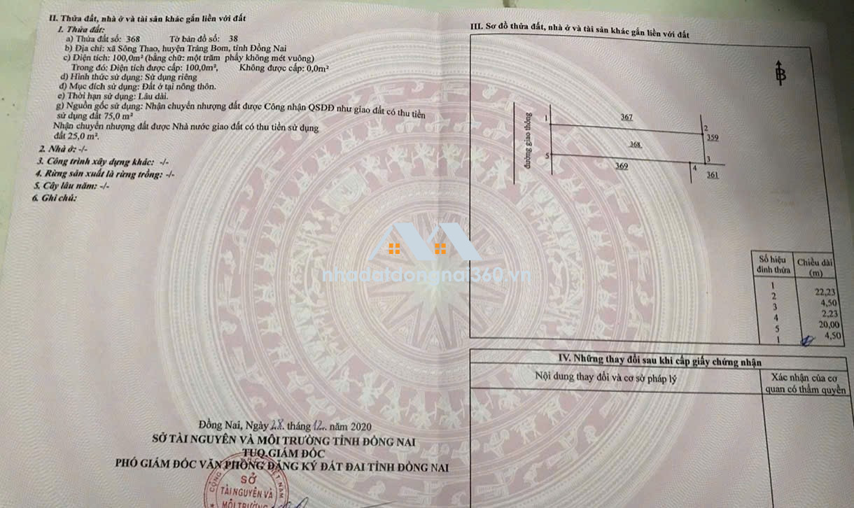 ĐẤT CHÍNH CHỦ - Cần Bán Lô Đất Full Thổ Cư Tại Xã Sông Thao, Trảng Bom, Đồng Nai