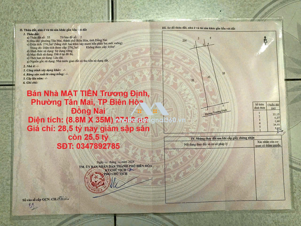 Bán Nhà MẶT TIỀN Trương Định, Phường Tân Mai, TP Biên Hòa, Đồng Nai