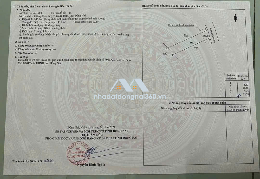 Bán đất xã Trảng Bom, tỉnh Đồng Nai, mặt tiền nhựa Sông Trầu 21