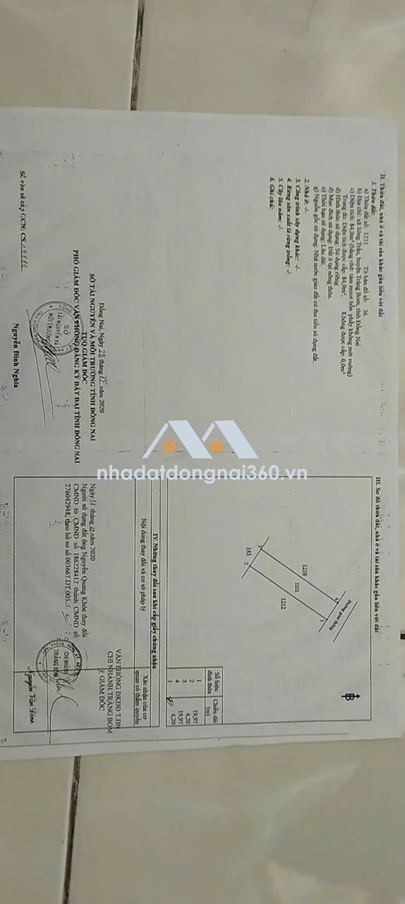 Bán đất ở Trảng Bom, Đồng Nai, cách chợ Sông Trầu 1km