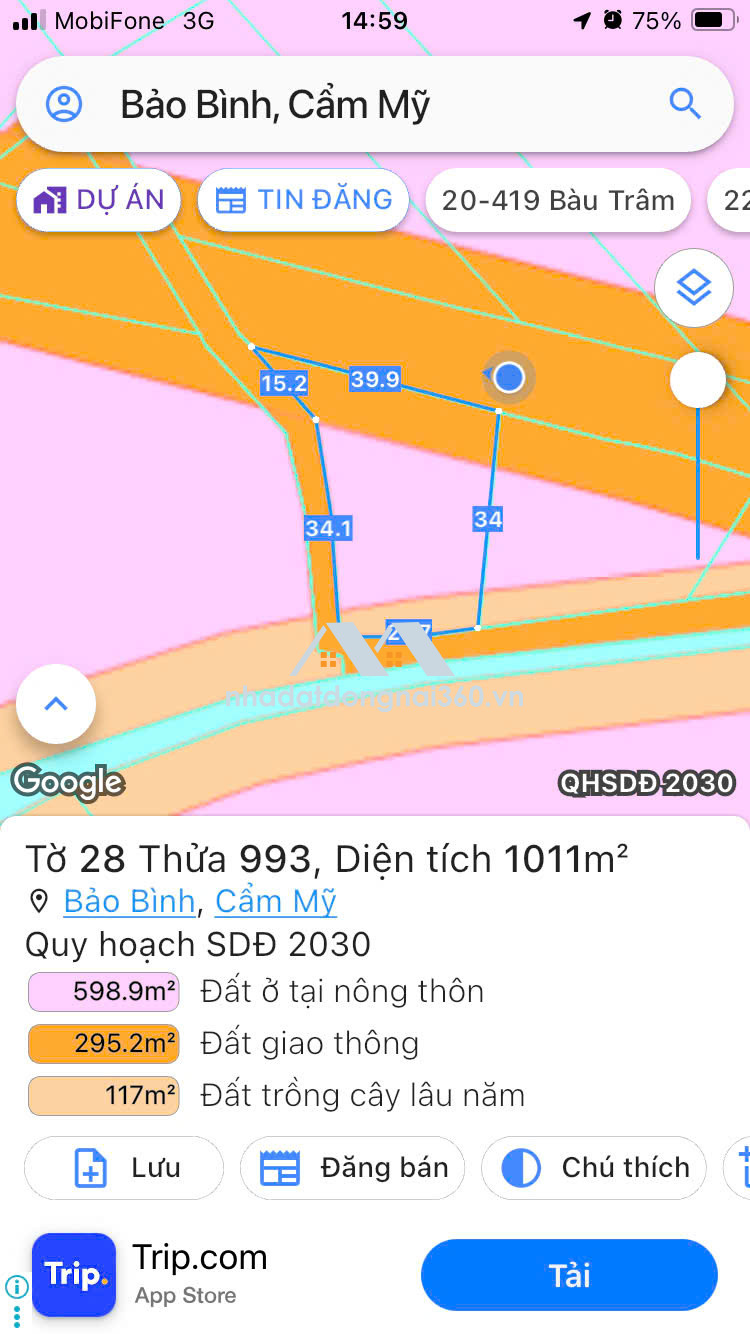 Bán gấp Chưa tới 2 Triệu/m2 có 40m mặt tiền đường chính Long Giao - Bảo Bình