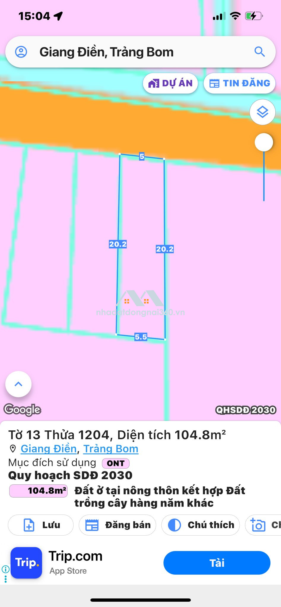 Bán 105m2 đất xã Trảng Bom, cạnh KDL thác Giang Điền, 1.25 tỷ