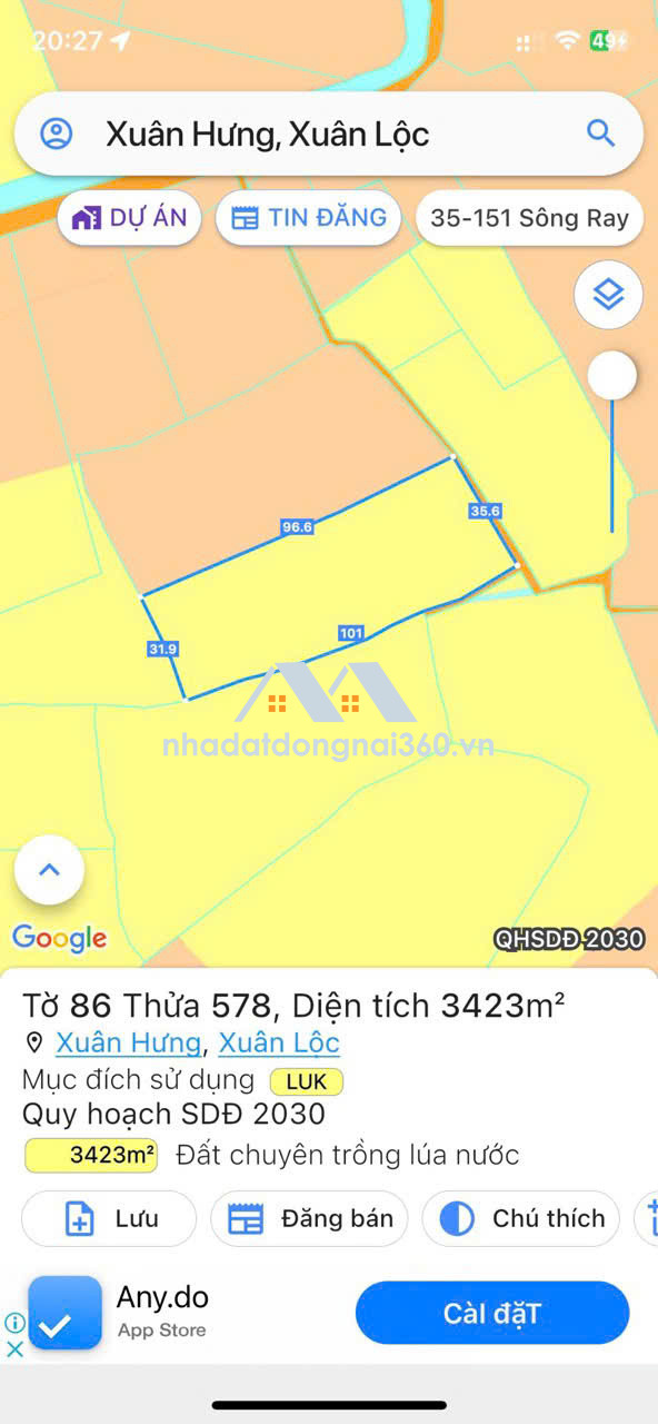 Bán Lô Đất Lớn 9423m² Tại Xuân Hưng, Xuân Lộc – Đường Xe Hơi Vào Tận Đất, Giá Tốt Đầu Tư