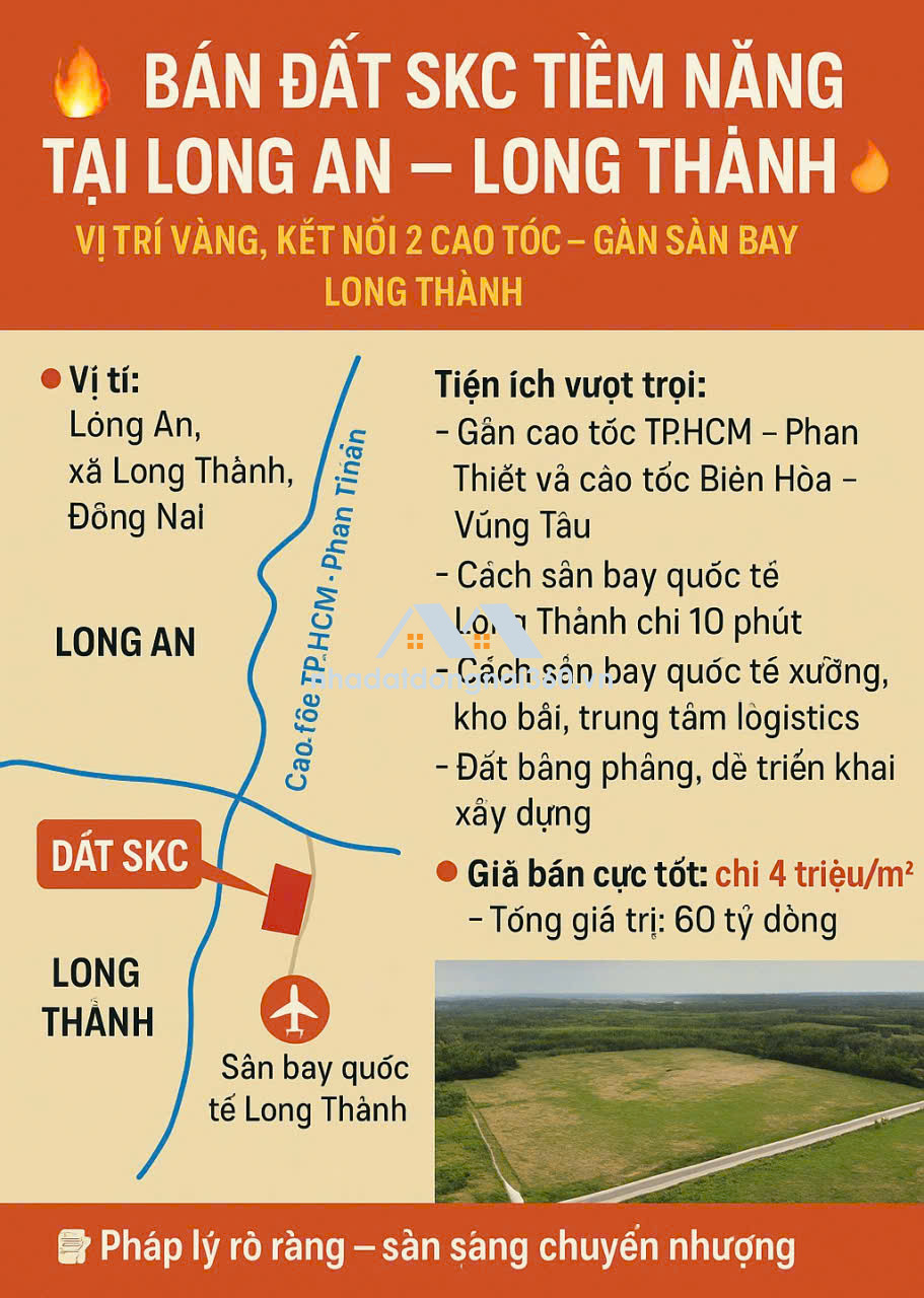 Bán đất tại Đường Quốc lộ 51, Xã Long An, Huyện Long Thành, Đồng Nai giá 60 tỷ