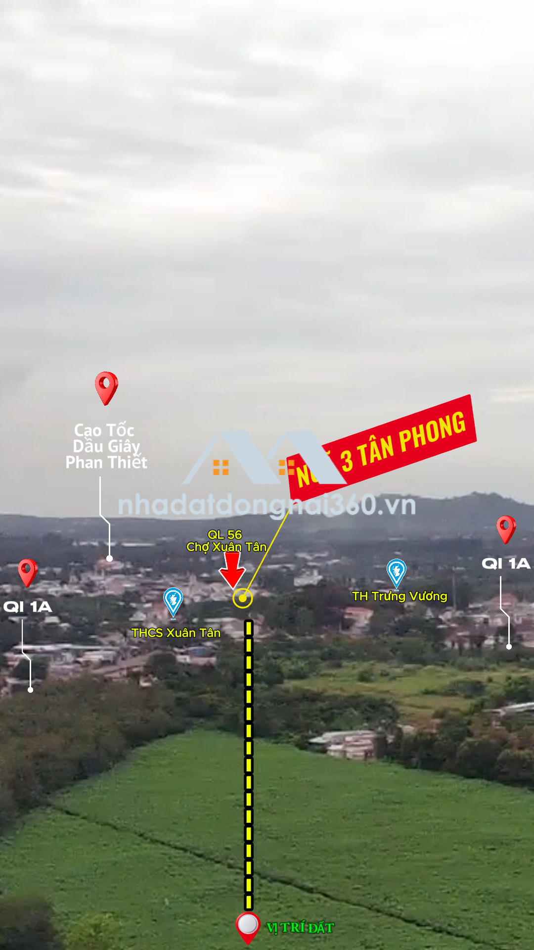 Đất thổ cư 2 mặt tiền đường nhựa, 1 sẹc Lê Hồng Phong, P Hàng Gòn, Giá chỉ 12tr/m2