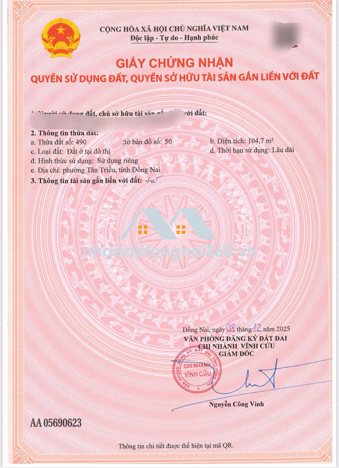 Chính chủ cần bán lô đất Khu Nhà Ở Long Vân Bình Lợi (Phường Tân Triều)