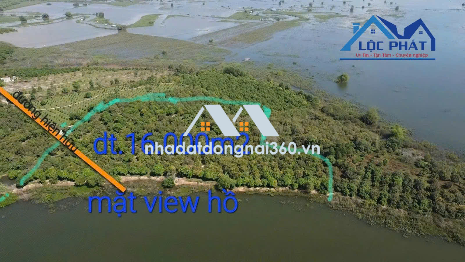 BÁN ĐẤT DT 16000 M 2 MẶT HỒ TRỊ AN – PHÚ LÝ, VĨNH CỬU