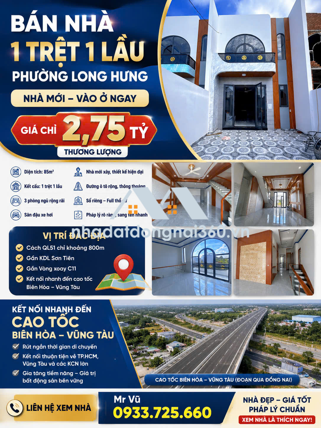 NHÀ MỚI 1 TRỆT 1 LẦU – PHƯỜNG LONG HƯNG, BIÊN HÒA  Giá chỉ 2,75 tỷ