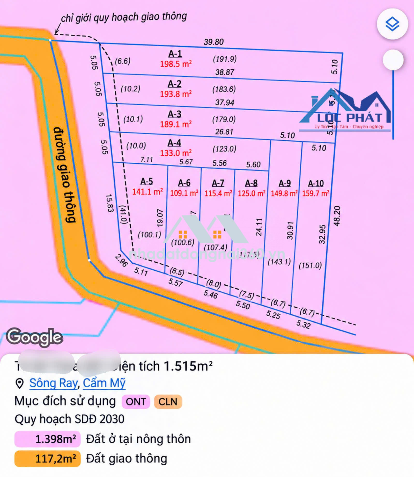 BÁN ĐẤT NỀN SÔNG RAY – CẨM MỸ | GIÁ QUÁ TỐT CHỈ 4,5 TỶ/10 NỀN