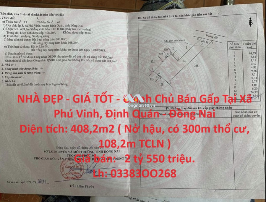 ĐẤT ĐẸP – GIÁ TỐT - CẦN BÁN LÔ ĐẤT tại  Xã Bảo Hoà Xuân Lộc, Đồng Nai