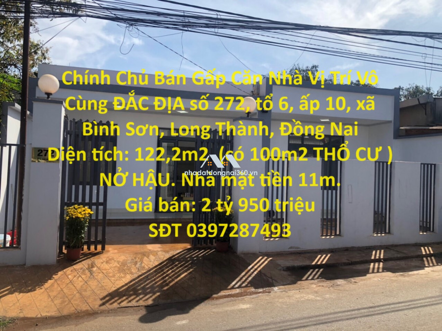 CHÍNH CHỦ Cần Bán Căn Nhà Tại Hẻm Số 10 Lý Thái Tổ, Phú Hữu, Nhơn Trạch, Đồng Nai