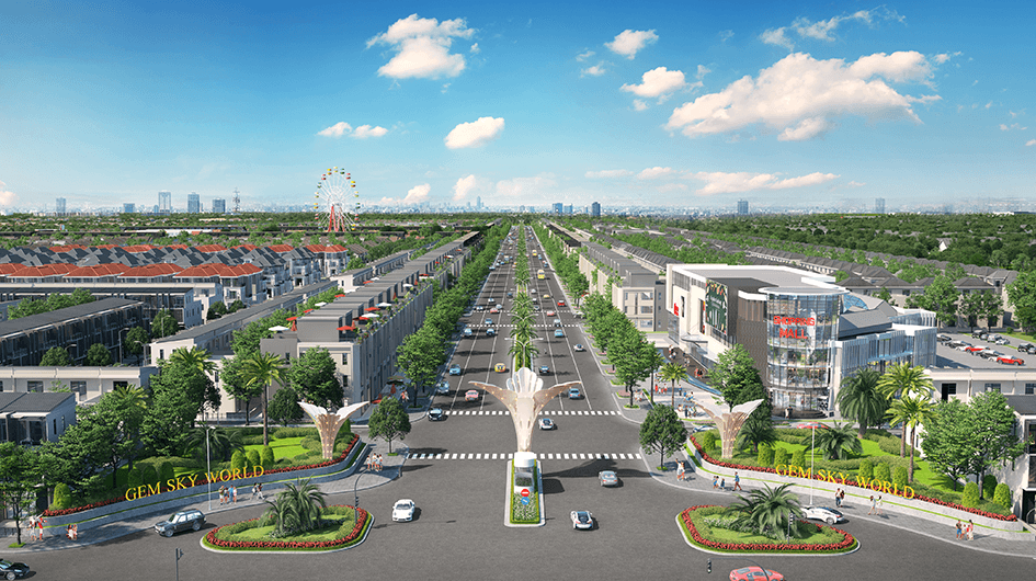 GoldSilk Boulevard rộng 34m với 6 làn xe bên trong dự án Gem Sky World